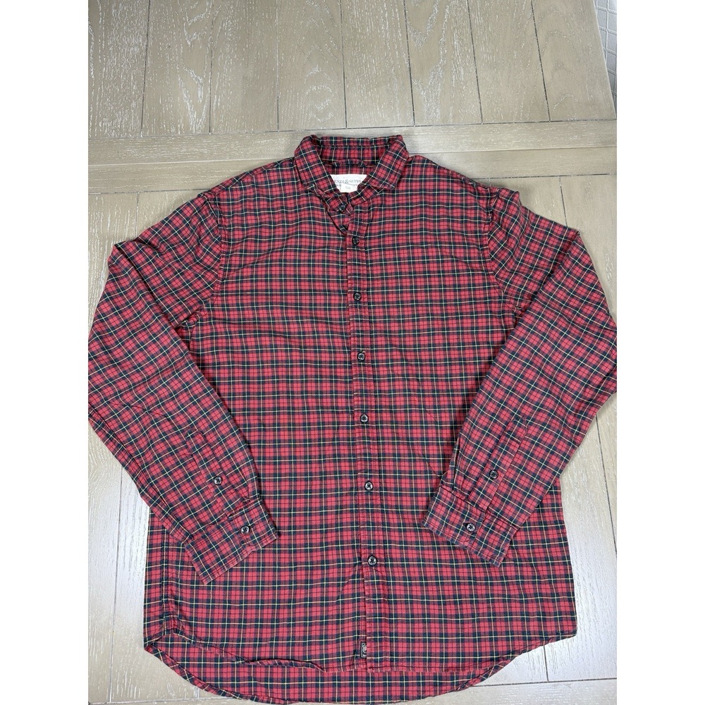 Denim & Supply Ralph Lauren Button Down Shirt Red Men Large Plaid Long Sleeve‎